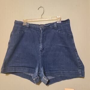 Lee Long High‎ Rise 100% Cotton Denim Bareback Shorts Women's 16 Wide Hem Mom